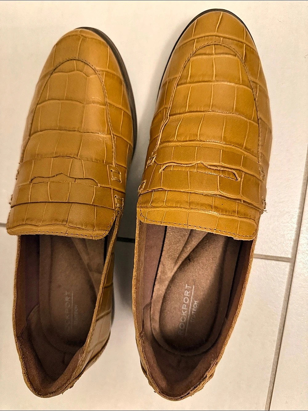 Rockport Tutech Croc-Embossed Brown Loafers